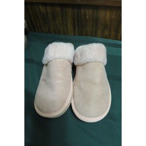 MUDD PINK SUEDE FAUX FUR TRIMMED SLIPPERS SIZE 8 1/2